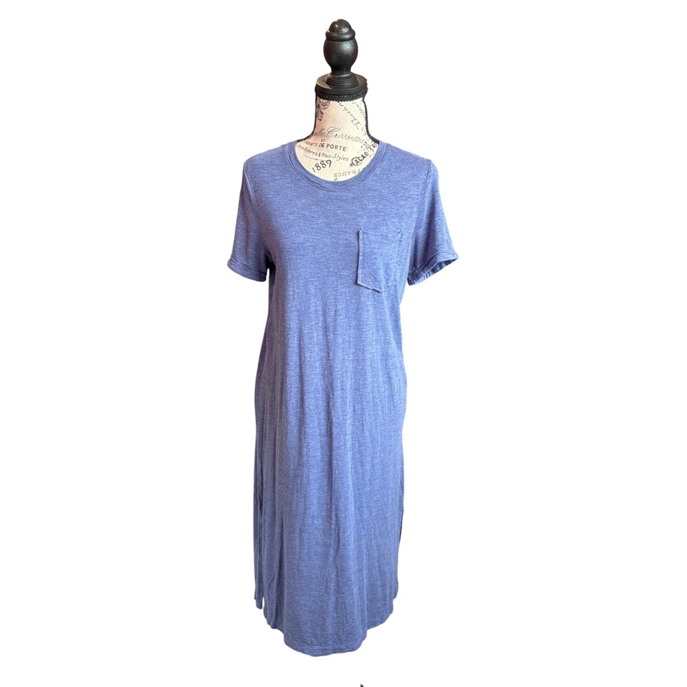 Jessica Simpson Womens Heather Blue Short Sleeve Pocket Midi T-Shirt‎ Dress M